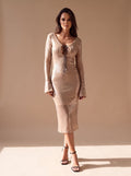 Maxikleid Damen mit V-Ausschnitt und Kordelzug - J&B - 2 - Jasminaboutique.com
