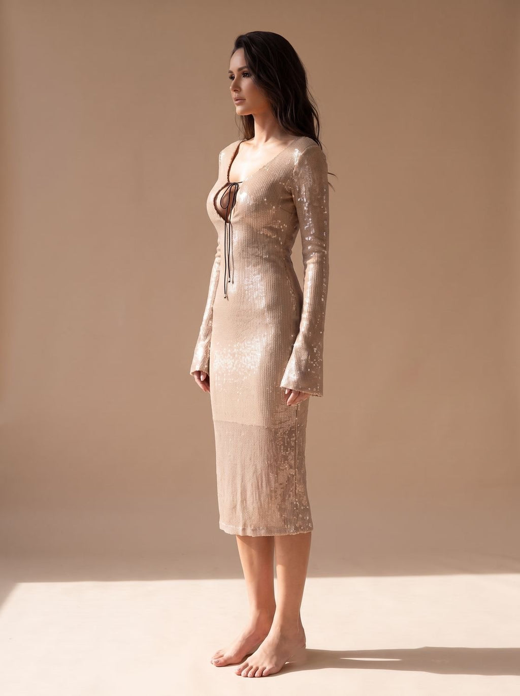 Maxikleid Damen mit V-Ausschnitt und Kordelzug - J&B - 7 - Jasminaboutique.com