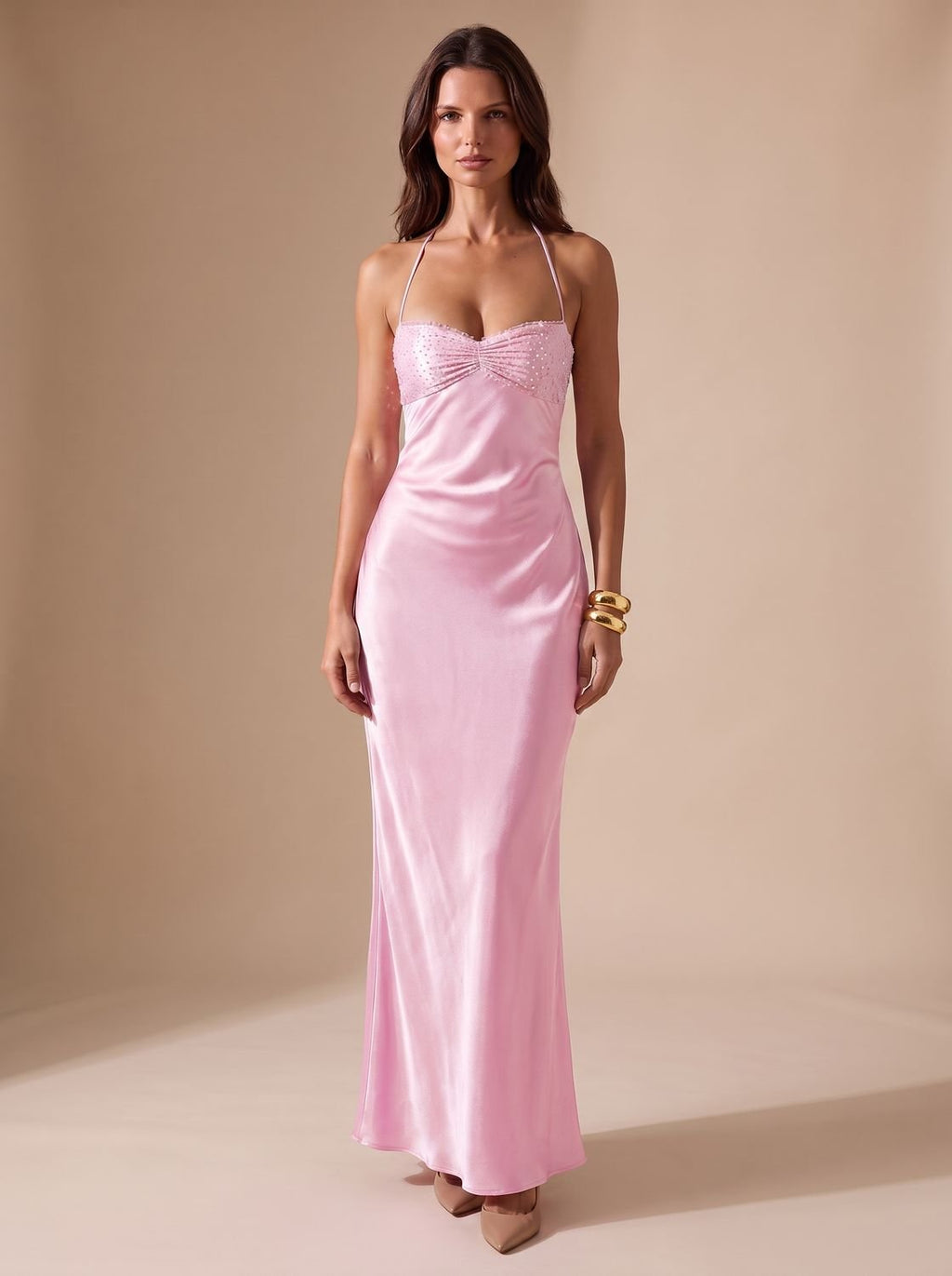 Maxikleid Damen mit Halterneck und eleganten Details - J&B - 8 - Jasminaboutique.com