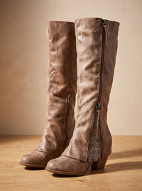 Stiefel Damen mit Blockabsatz und seitlichem Reißverschluss - J&B - 1 - Jasminaboutique.com