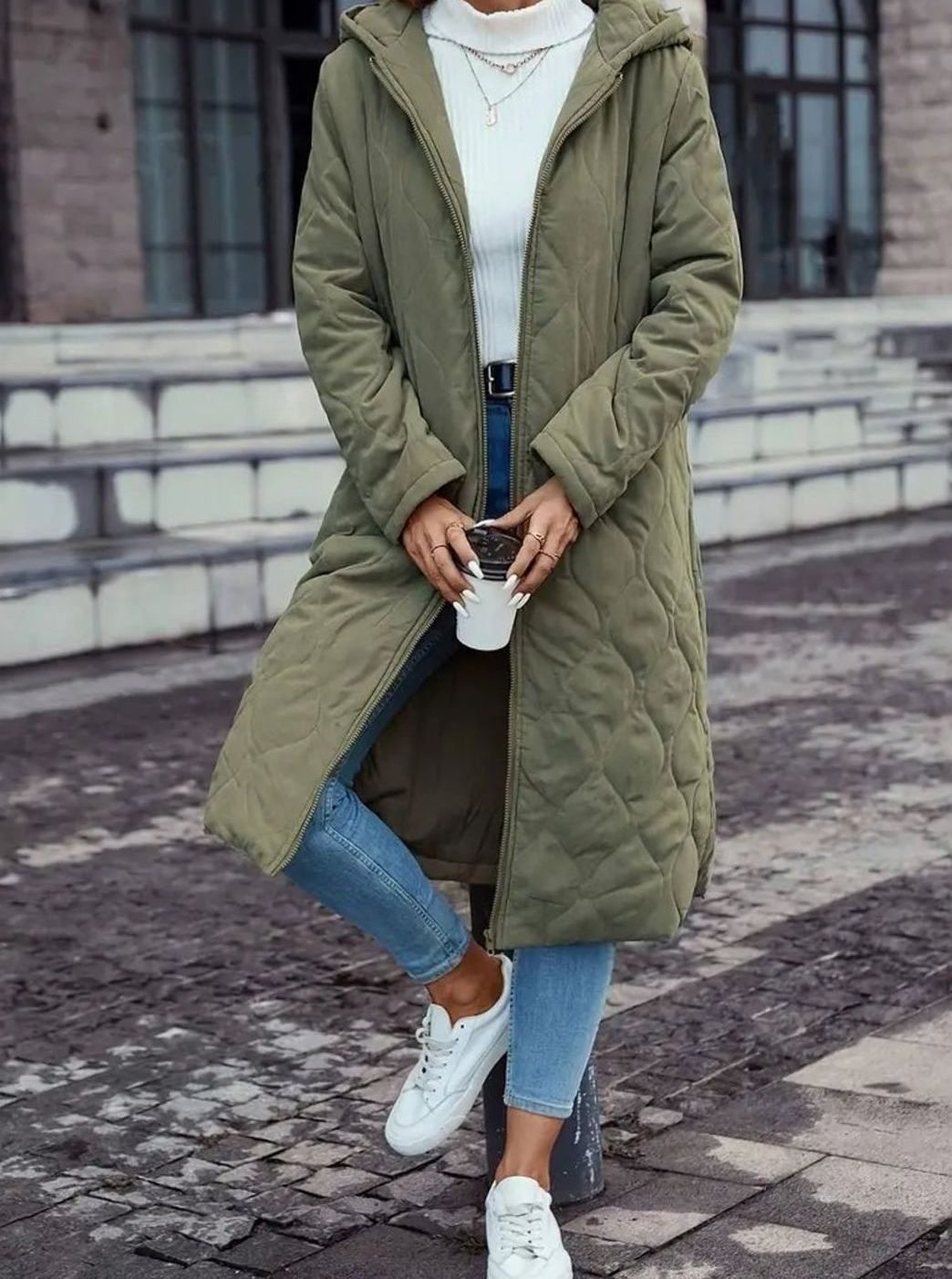 Damen Wintermantel mit Kapuze und Reißverschluss - J&B - 4 - Jasminaboutique.com