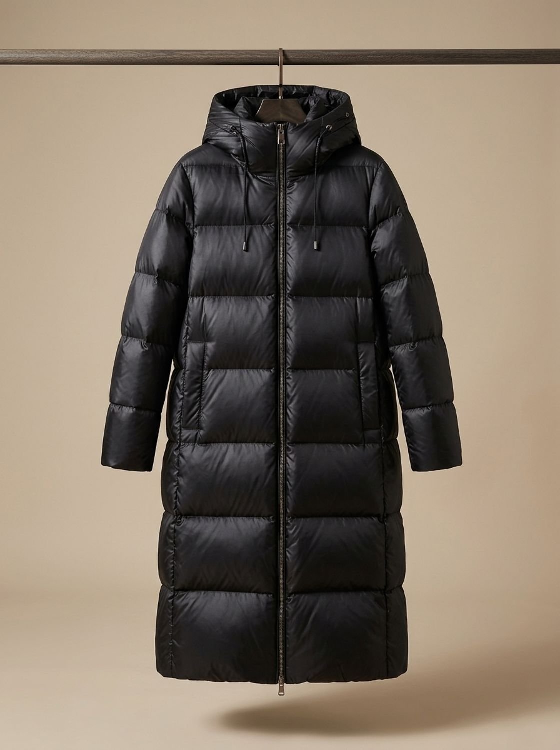 Damen Steppmantel mit Kapuze und langem Schnitt - J&B - 3 - Jasminaboutique.com