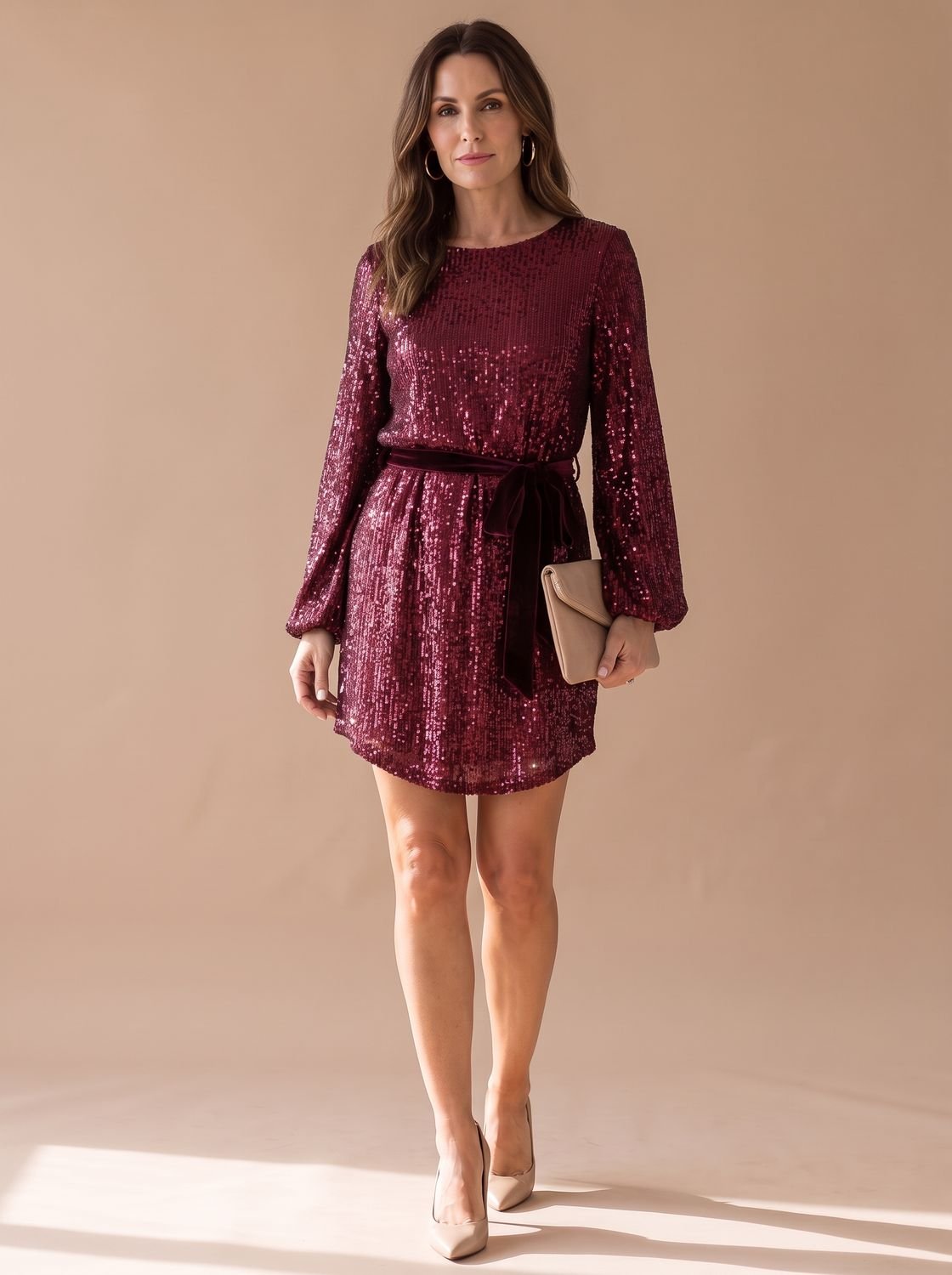 Mini Kleid Damen mit Ballonärmeln und Taillengürtel - J&B - 3 - Jasminaboutique.com