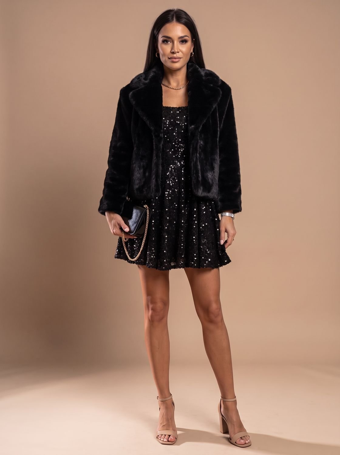 Mini Kleid Damen mit Puffärmeln und Herz-Ausschnitt - J&B - 4 - Jasminaboutique.com
