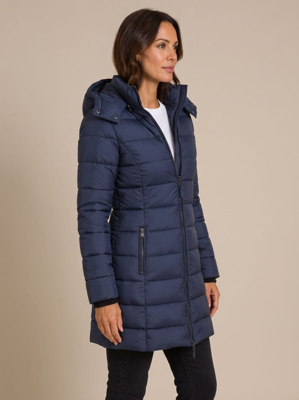 Damen Jacke mit Kapuze und durchgehendem Reißverschluss - J&B - 2 - Jasminaboutique.com