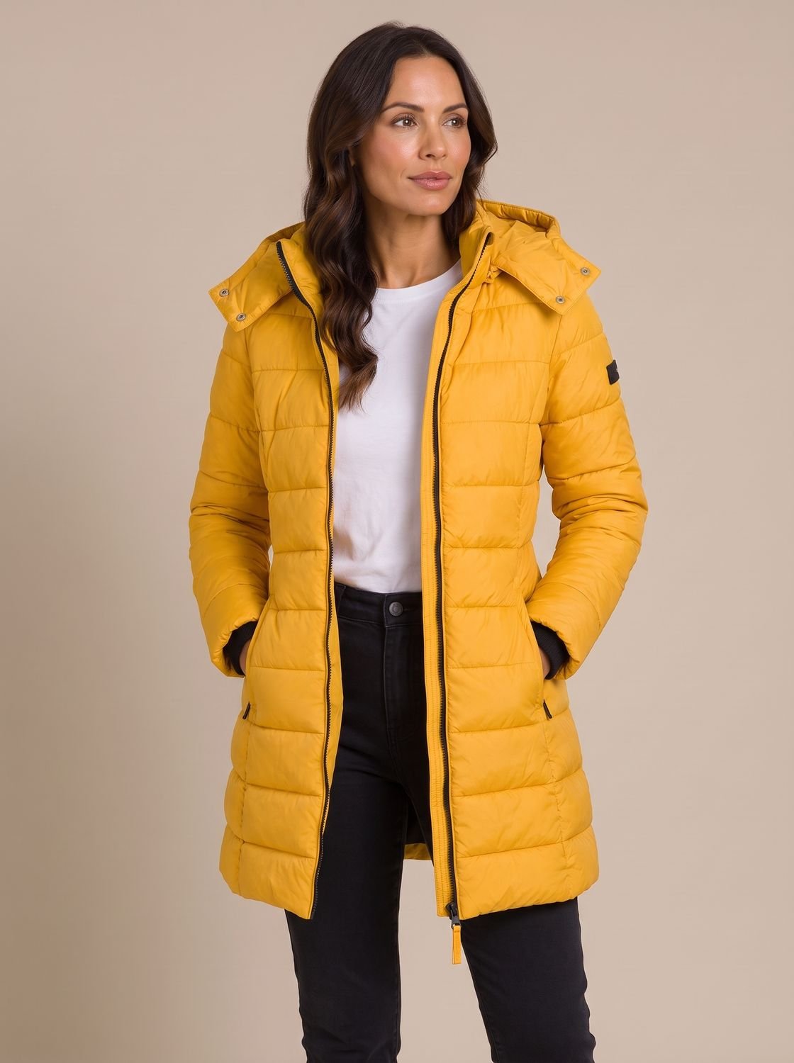 Damen Jacke mit Kapuze und durchgehendem Reißverschluss - J&B - 4 - Jasminaboutique.com
