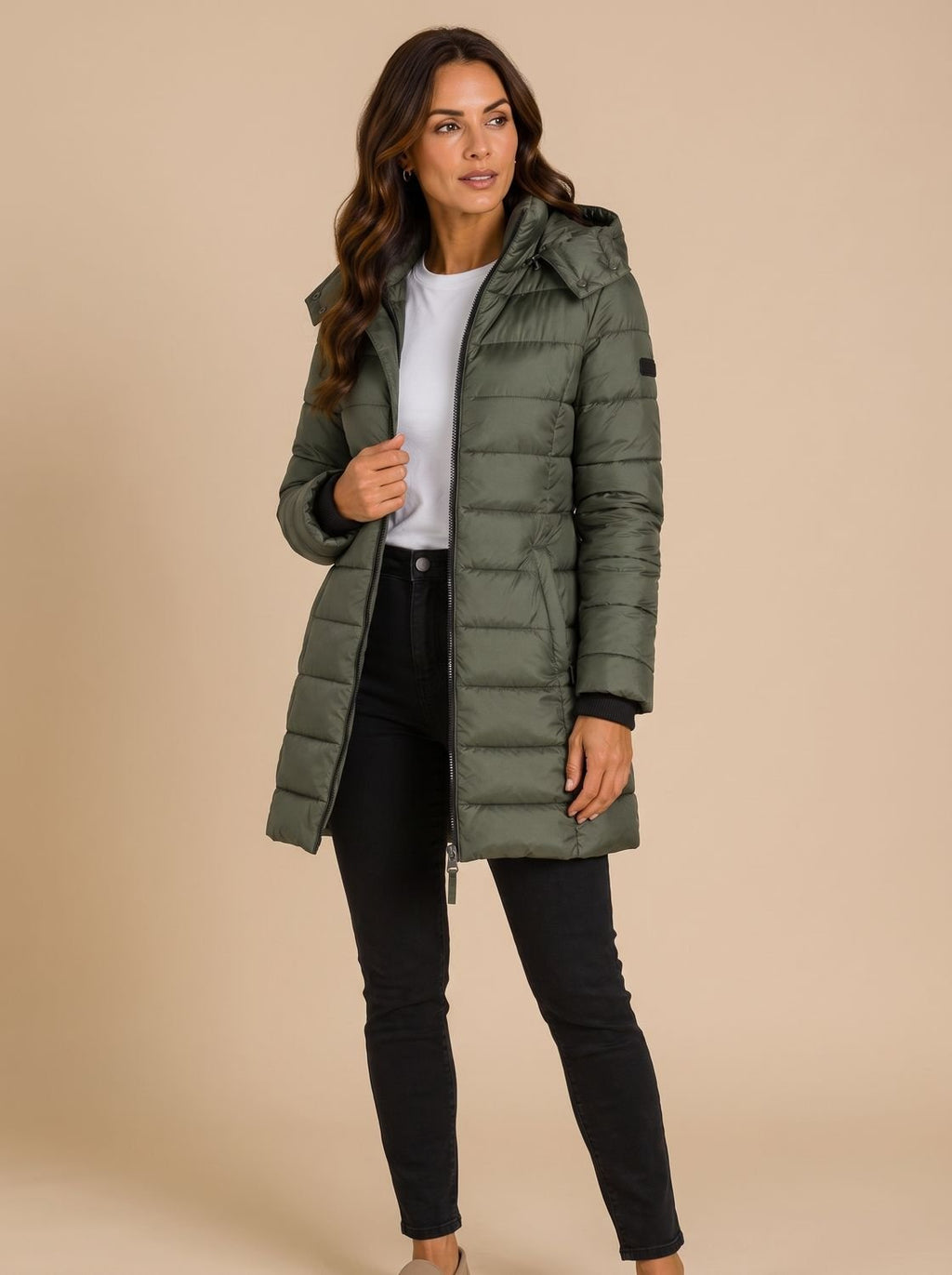 Damen Jacke mit Kapuze und durchgehendem Reißverschluss - J&B - 5 - Jasminaboutique.com