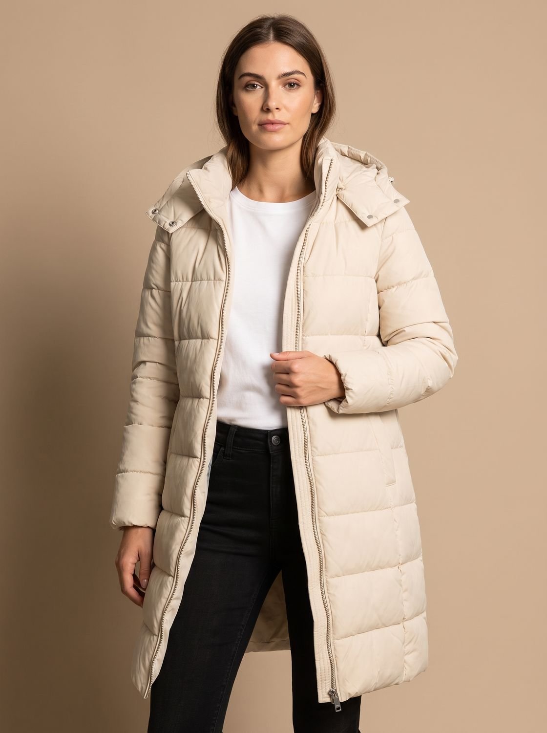 Damen Jacke mit Kapuze und durchgehendem Reißverschluss - J&B - 6 - Jasminaboutique.com