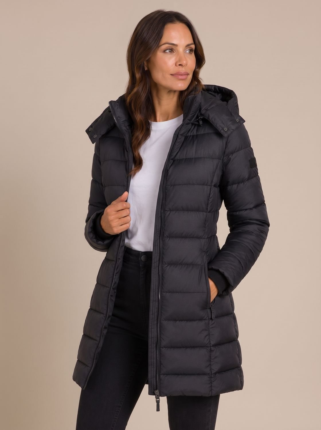 Damen Jacke mit Kapuze und durchgehendem Reißverschluss - J&B - 8 - Jasminaboutique.com