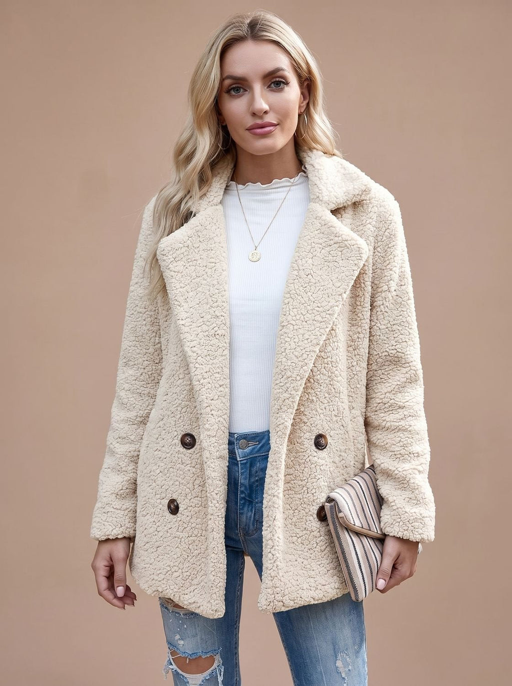 Jacke Damen mit doppelter Knopfleiste und Reverskragen - J&B - 2 - Jasminaboutique.com