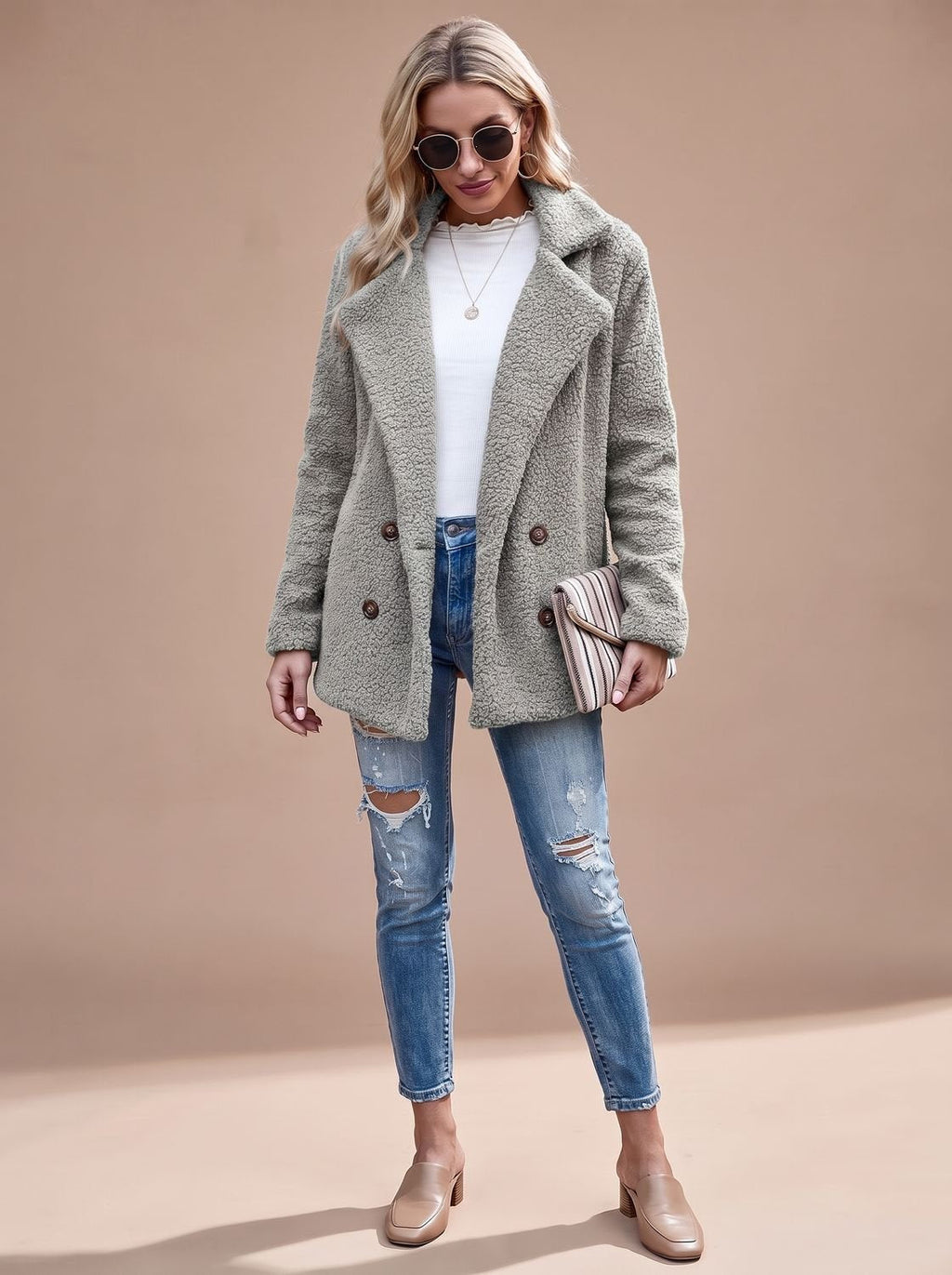Jacke Damen mit doppelter Knopfleiste und Reverskragen - J&B - 3 - Jasminaboutique.com