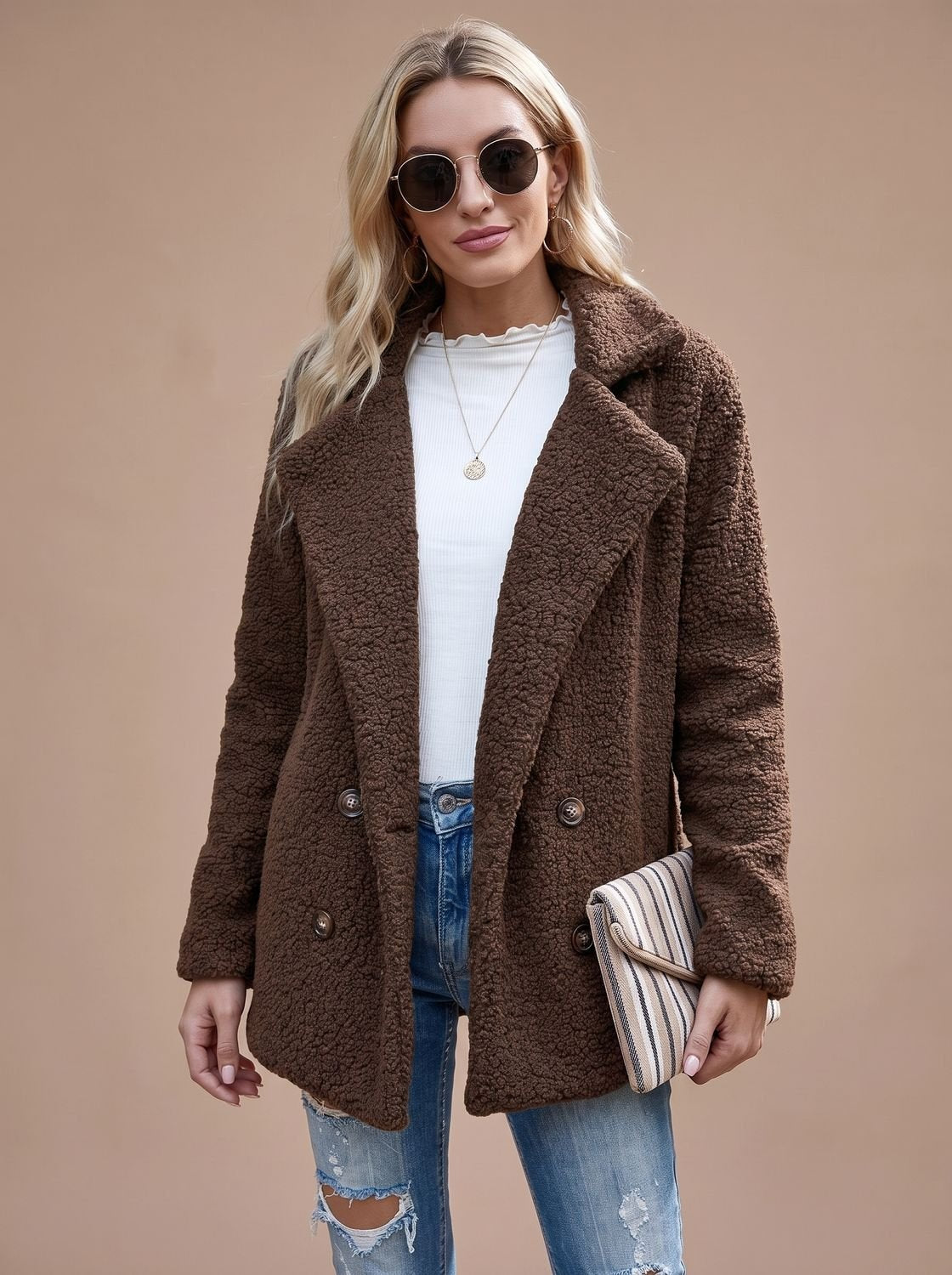 Jacke Damen mit doppelter Knopfleiste und Reverskragen - J&B - 4 - Jasminaboutique.com