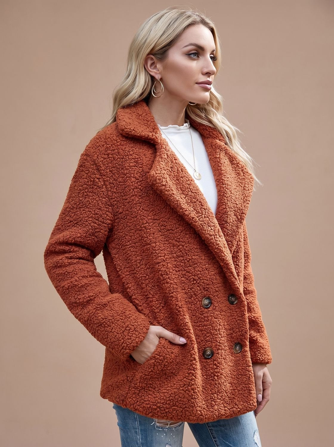Jacke Damen mit doppelter Knopfleiste und Reverskragen - J&B - 5 - Jasminaboutique.com