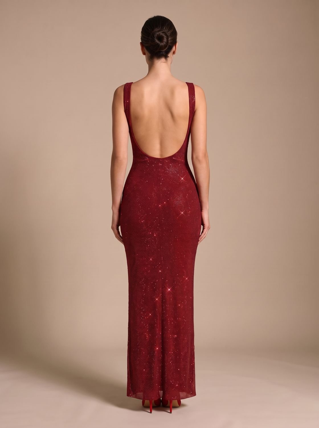 Maxikleid Damen mit offener Rückseite und schmaler Silhouette - J&B - 3 - Jasminaboutique.com