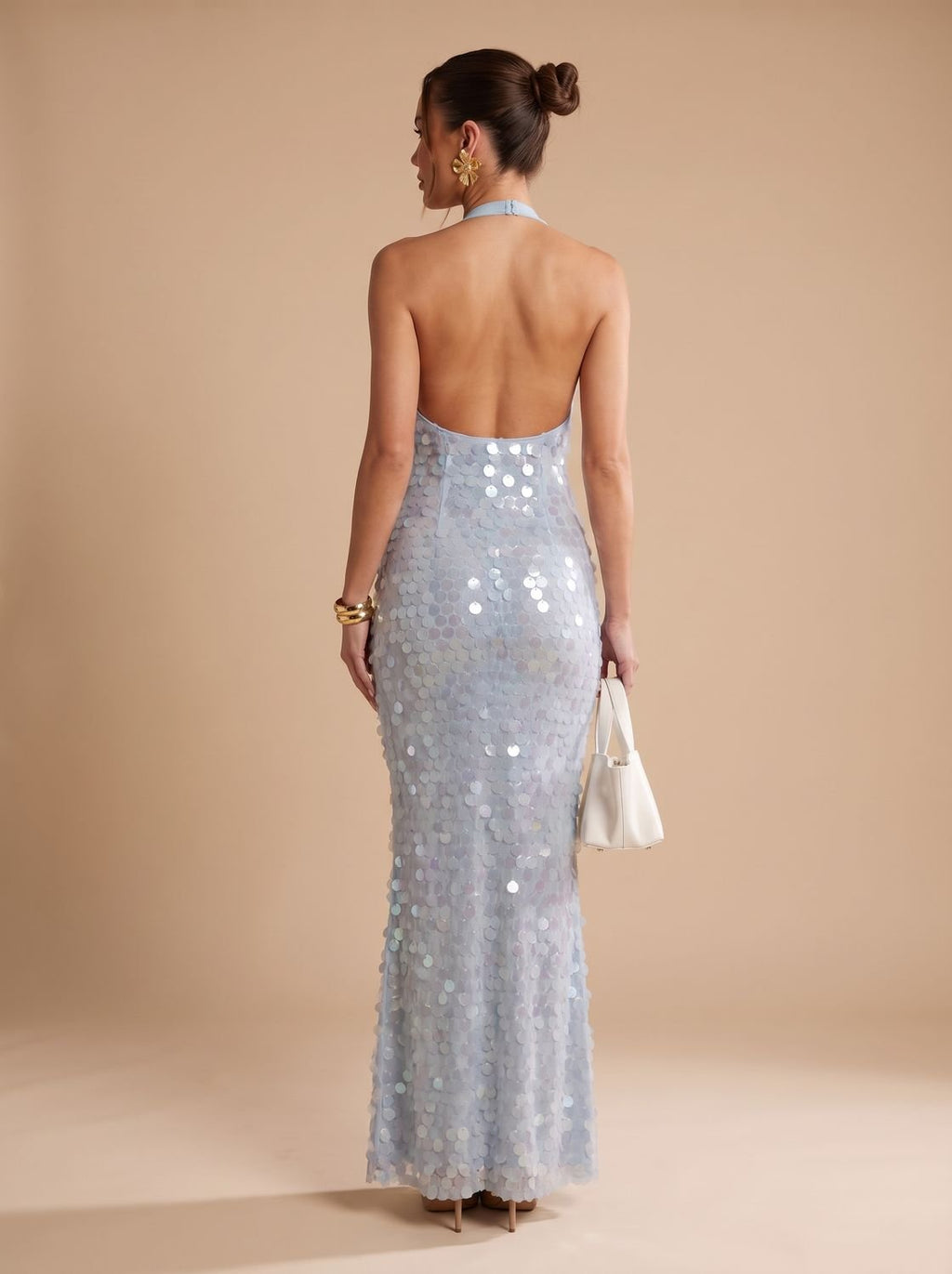 Maxikleid Damen mit Cowl-Neck und glamourösen Details - J&B - 4 - Jasminaboutique.com