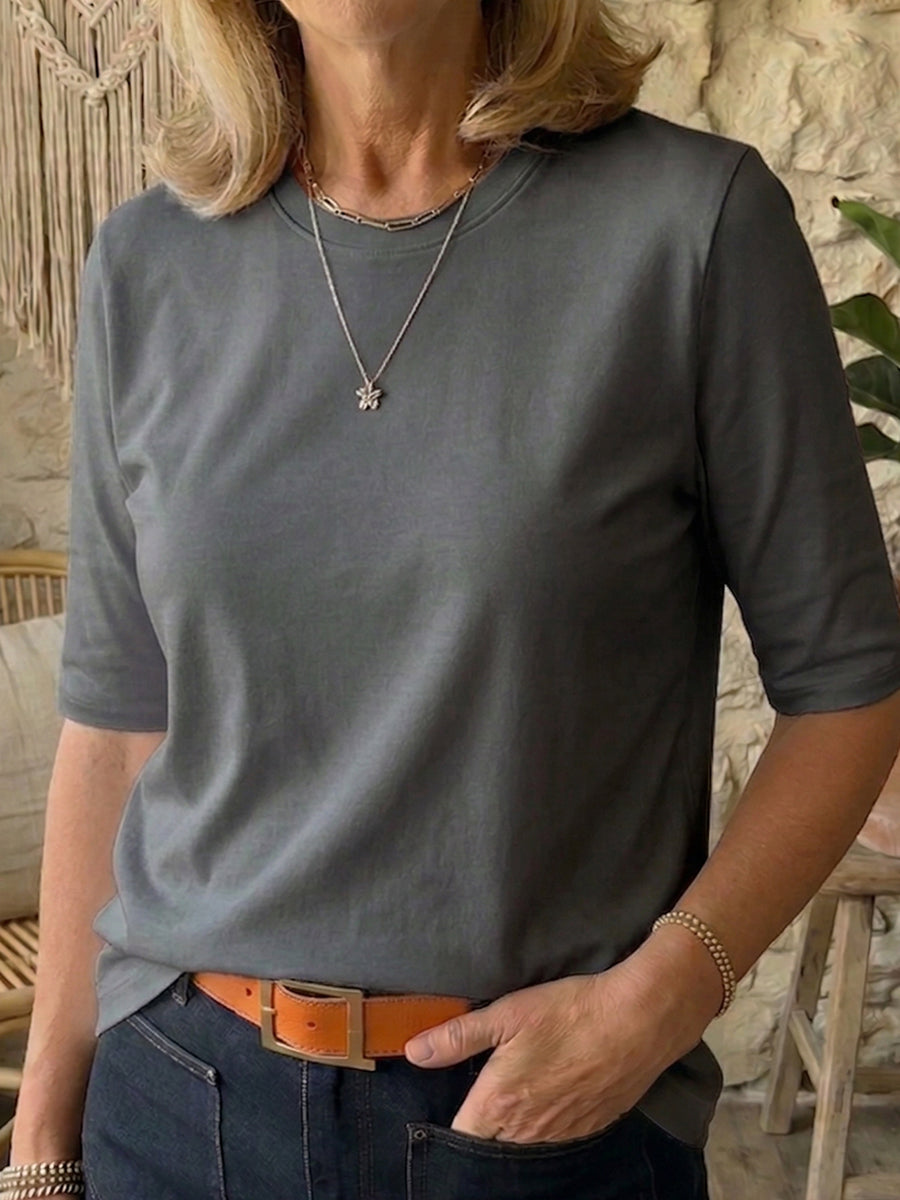 T-Shirt Damen mit halben Ärmeln und modernem Schnitt - J&B - 7 - Jasminaboutique.com