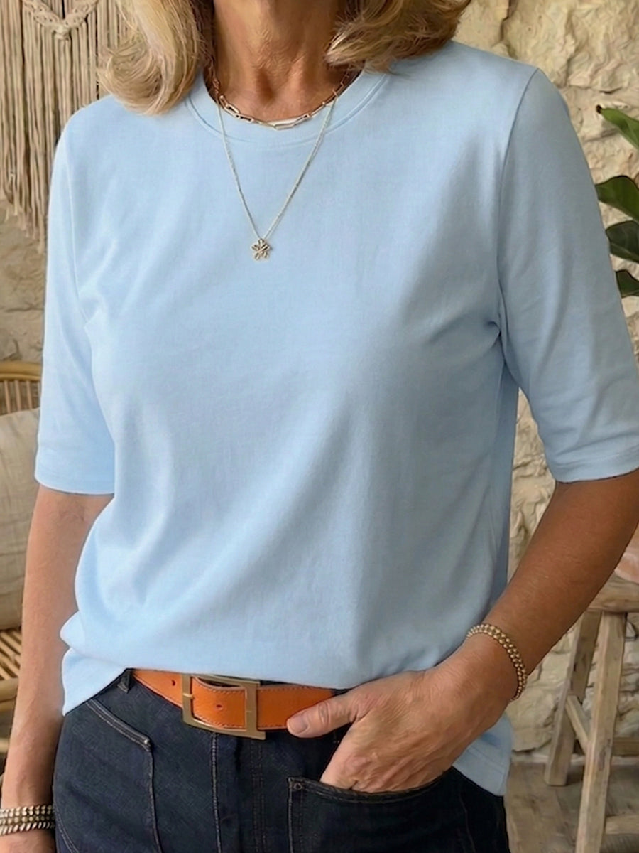 T-Shirt Damen mit halben Ärmeln und modernem Schnitt - J&B - 9 - Jasminaboutique.com