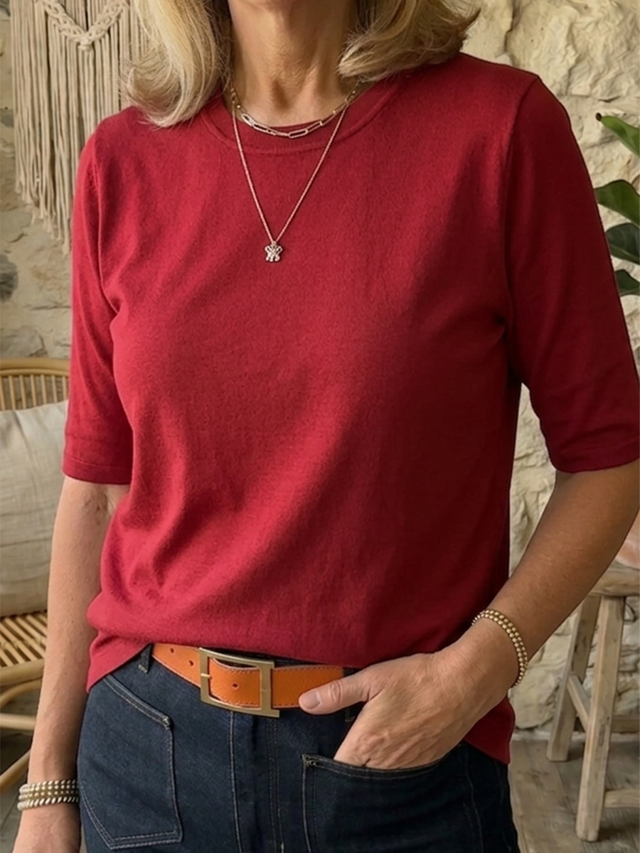 T-Shirt Damen mit halben Ärmeln und modernem Schnitt - J&B - 10 - Jasminaboutique.com