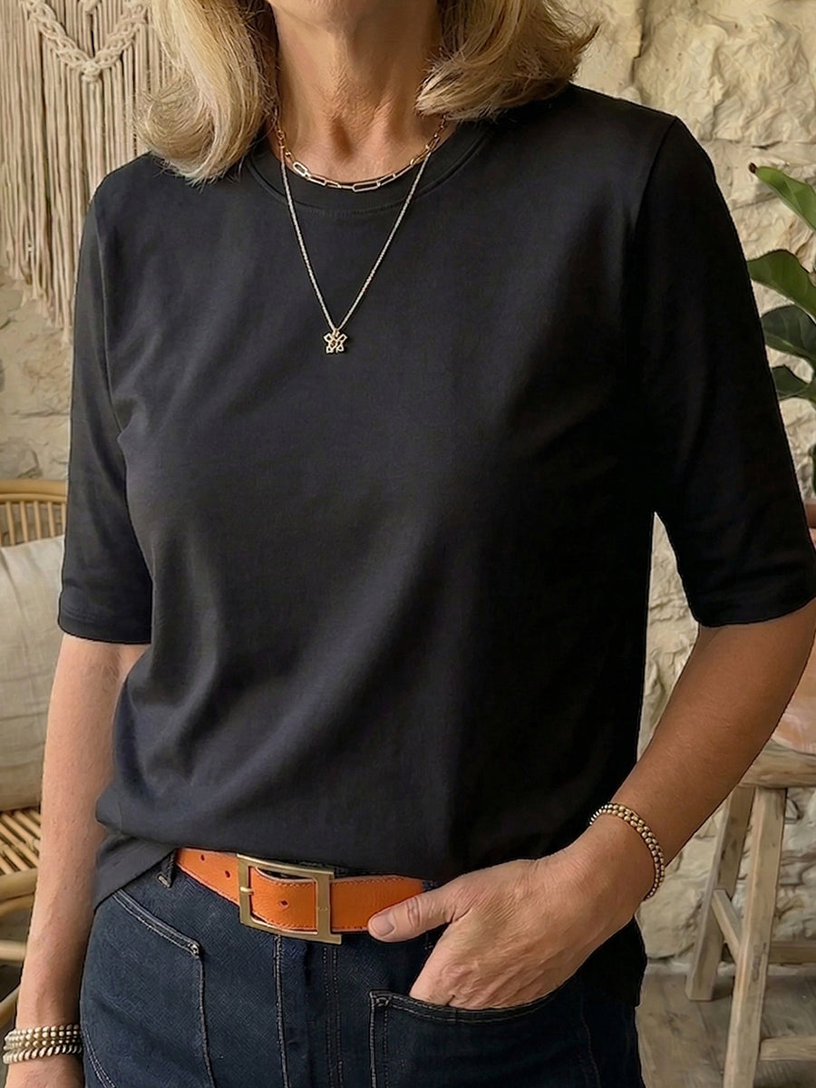 T-Shirt Damen mit halben Ärmeln und modernem Schnitt - J&B - 11 - Jasminaboutique.com