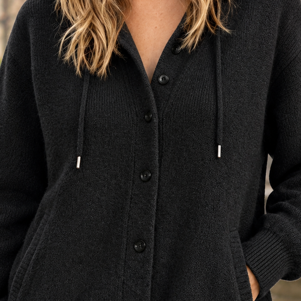 Cardigan Damen mit Kapuze und Knopfleiste - J&B - 2 - Jasminaboutique.com