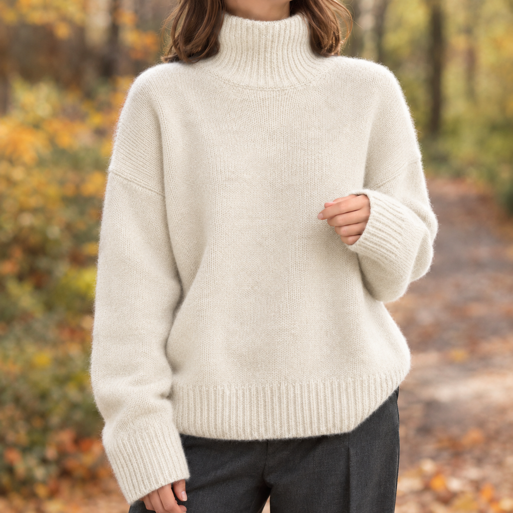 Pullover Damen mit hohem Kragen und lockerer Passform - J&B - 3 - Jasminaboutique.com