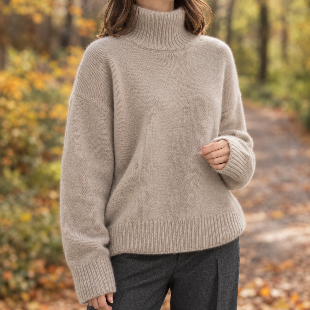 Pullover Damen mit hohem Kragen und lockerer Passform - J&B - 4 - Jasminaboutique.com