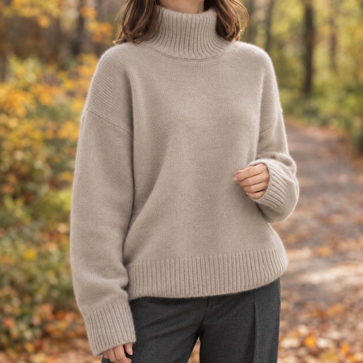 Pullover Damen mit hohem Kragen und lockerer Passform - J&B - 4 - Jasminaboutique.com