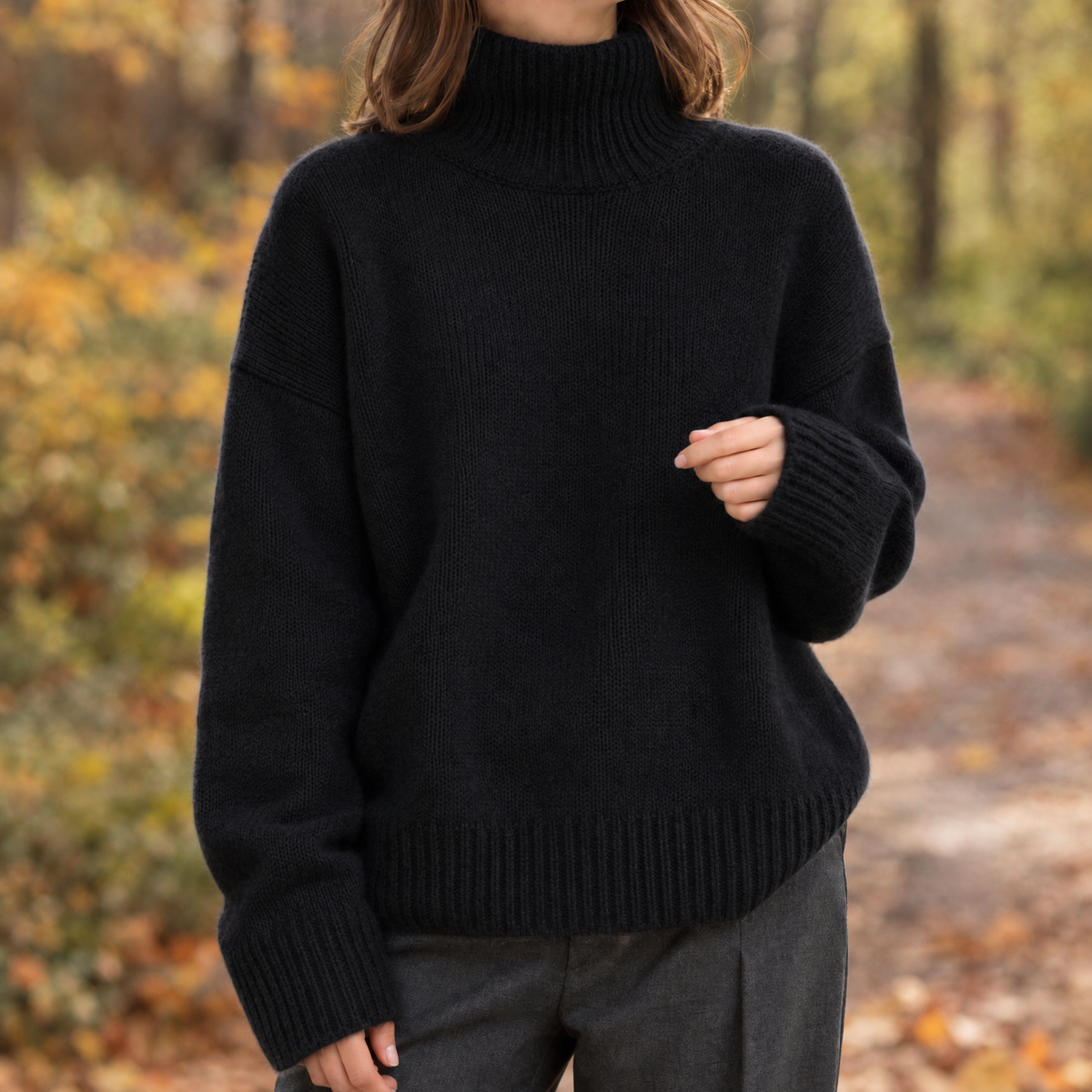 Pullover Damen mit hohem Kragen und lockerer Passform - J&B - 5 - Jasminaboutique.com