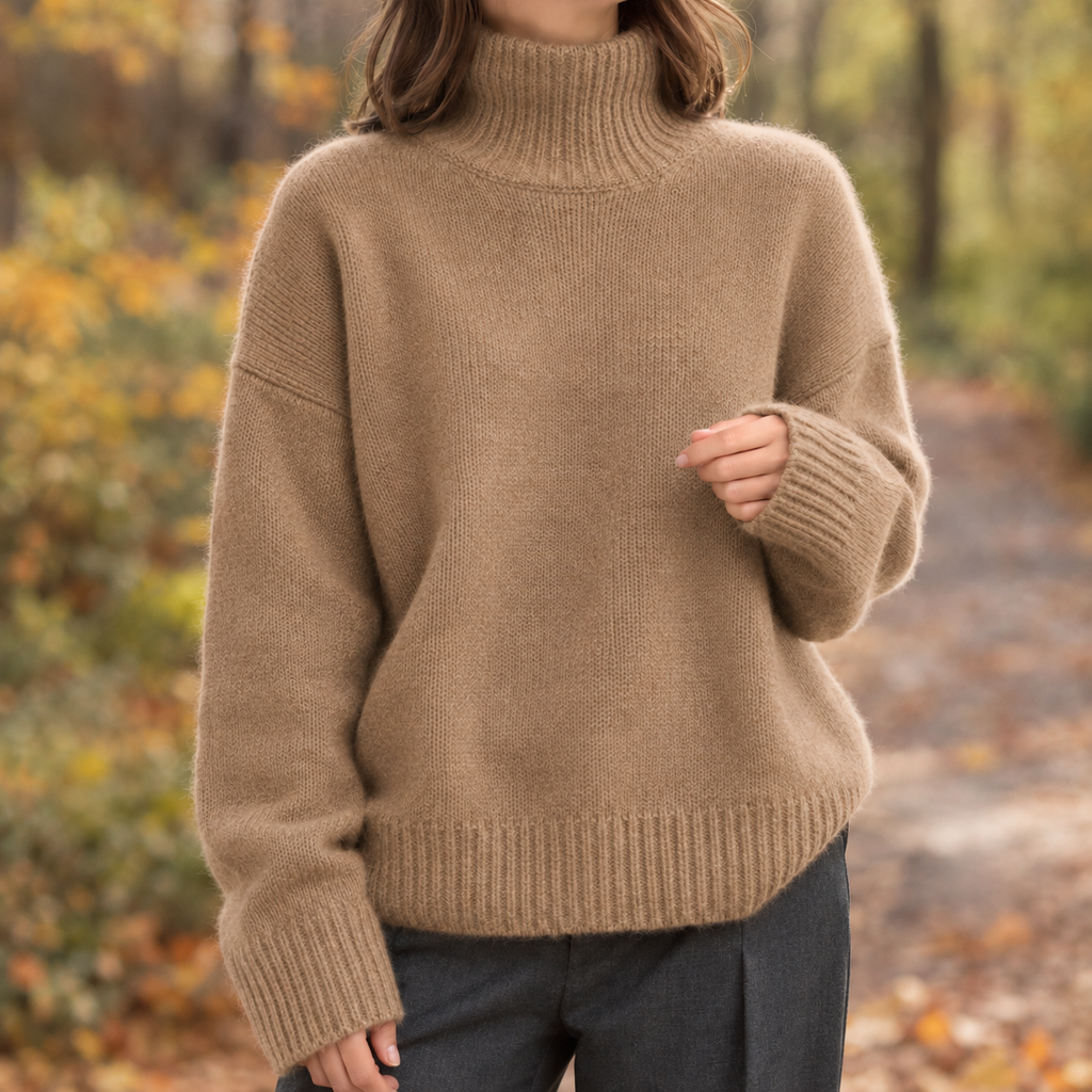 Pullover Damen mit hohem Kragen und lockerer Passform - J&B - 6 - Jasminaboutique.com