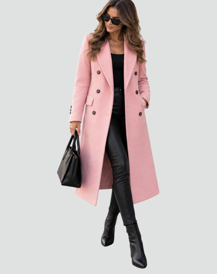 Damen Mantel - Klassischer Schnitt mit doppelter Knopfleiste - J&B - 2 - Jasminaboutique.com