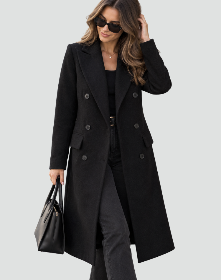 Damen Mantel - Klassischer Schnitt mit doppelter Knopfleiste - J&B - 3 - Jasminaboutique.com