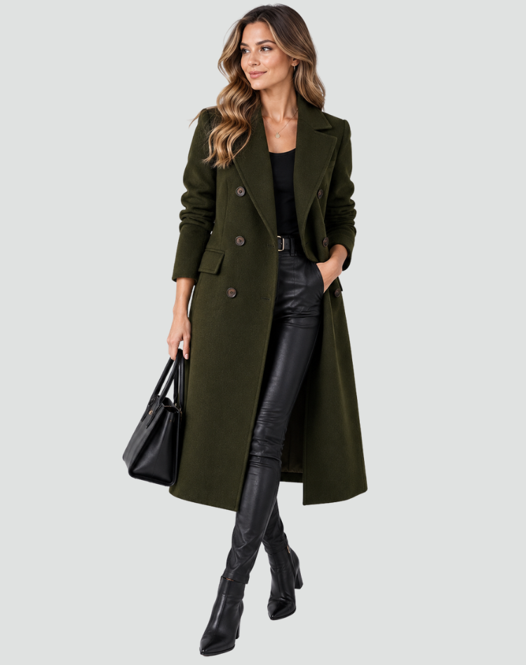 Damen Mantel - Klassischer Schnitt mit doppelter Knopfleiste - J&B - 4 - Jasminaboutique.com