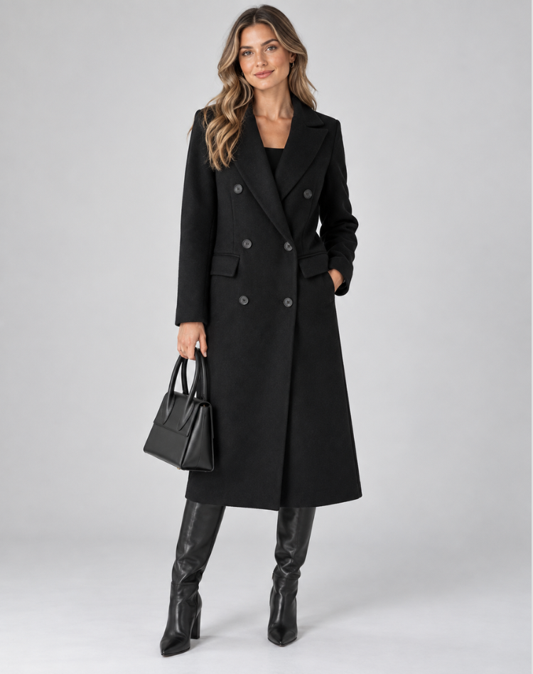 Damen Mantel - Klassischer Schnitt mit doppelter Knopfleiste - J&B - 5 - Jasminaboutique.com