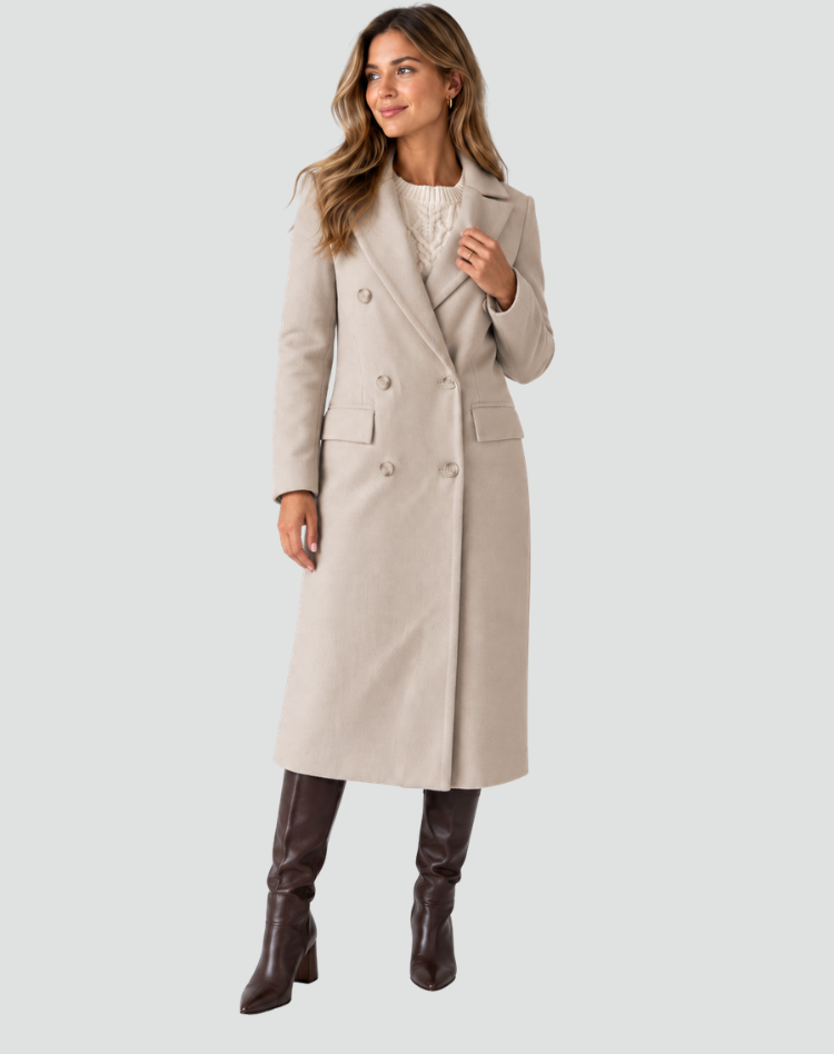 Damen Mantel - Klassischer Schnitt mit doppelter Knopfleiste - J&B - 9 - Jasminaboutique.com