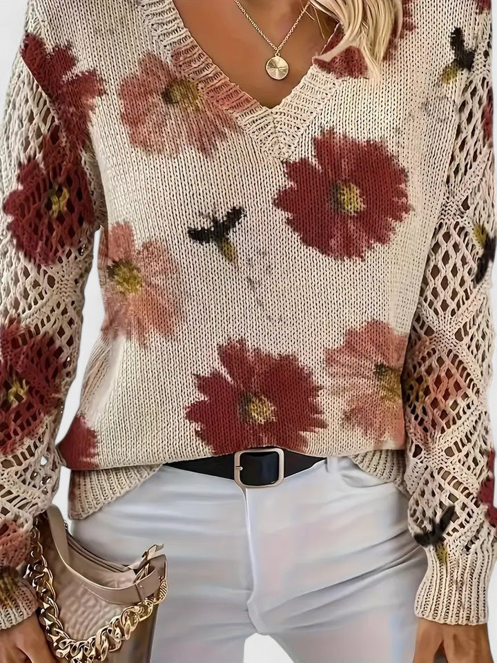 Pullover Damen mit V-Ausschnitt und strukturiertem Schnitt - J&B - 2 - Jasminaboutique.com