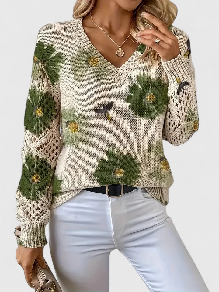 Pullover Damen mit V-Ausschnitt und strukturiertem Schnitt - J&B - 3 - Jasminaboutique.com