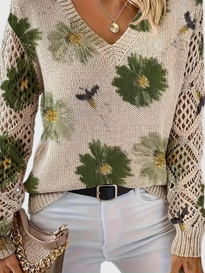 Pullover Damen mit V-Ausschnitt und strukturiertem Schnitt - J&B - 5 - Jasminaboutique.com