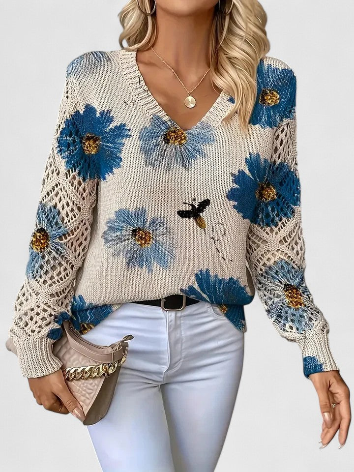 Pullover Damen mit V-Ausschnitt und strukturiertem Schnitt - J&B - 9 - Jasminaboutique.com