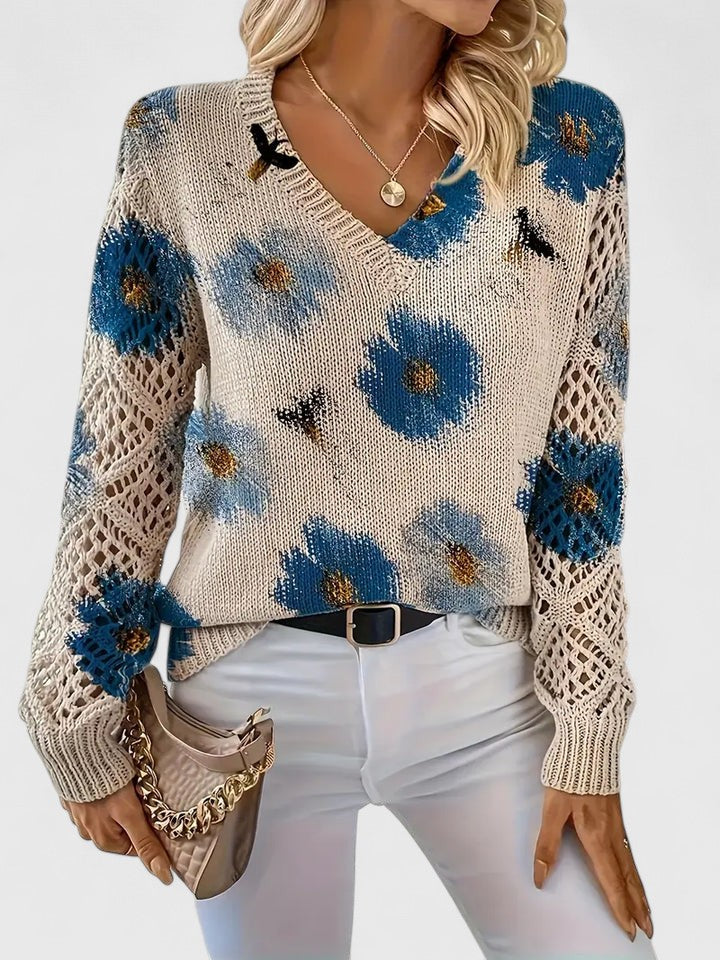 Pullover Damen mit V-Ausschnitt und strukturiertem Schnitt - J&B - 10 - Jasminaboutique.com