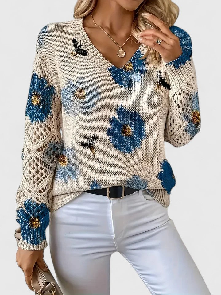 Pullover Damen mit V-Ausschnitt und strukturiertem Schnitt - J&B - 11 - Jasminaboutique.com