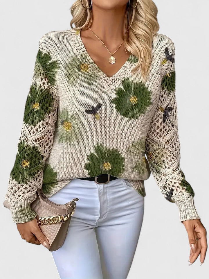Pullover Damen mit V-Ausschnitt und strukturiertem Schnitt - J&B - 13 - Jasminaboutique.com