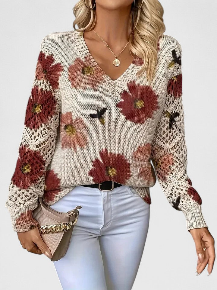 Pullover Damen mit V-Ausschnitt und strukturiertem Schnitt - J&B - 16 - Jasminaboutique.com