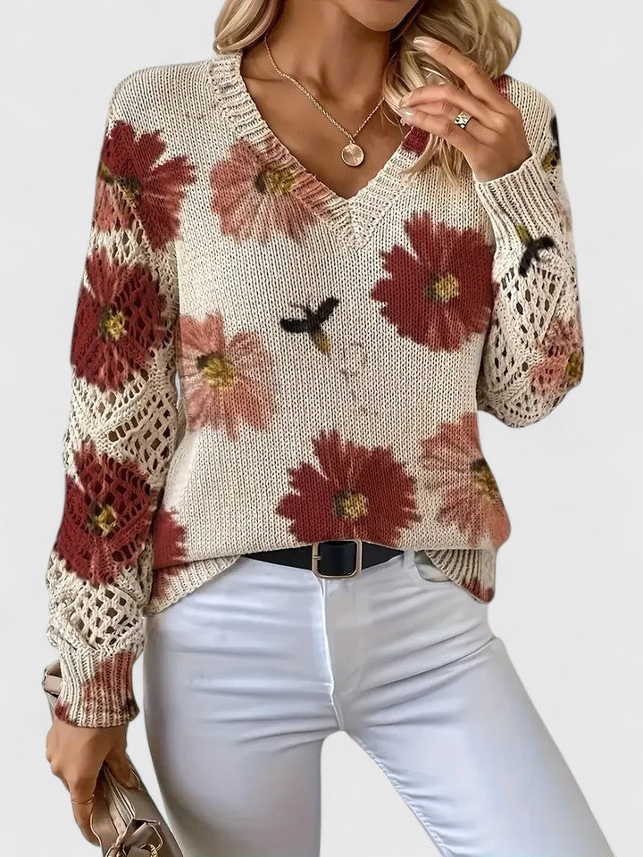 Pullover Damen mit V-Ausschnitt und strukturiertem Schnitt - J&B - 17 - Jasminaboutique.com