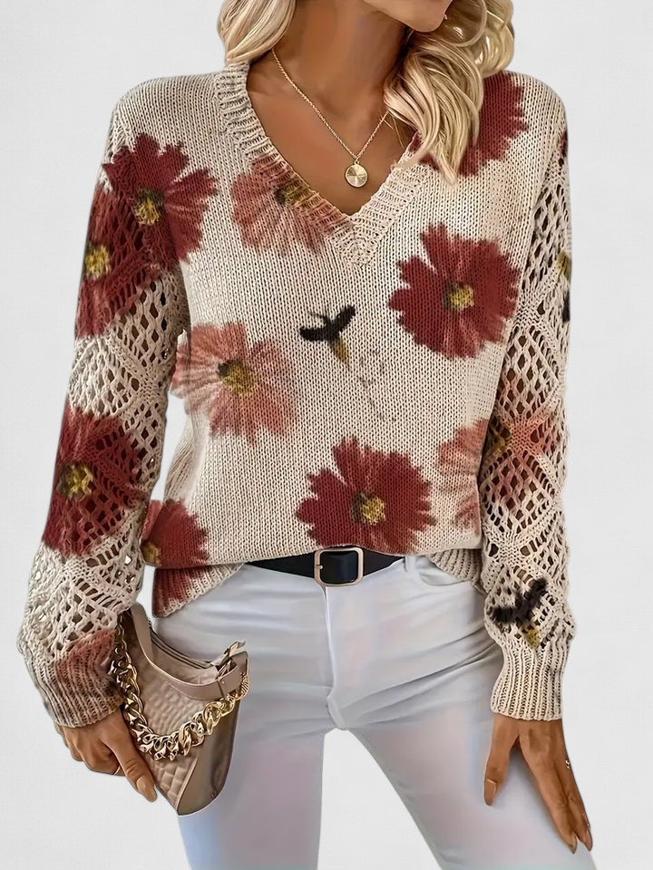 Pullover Damen mit V-Ausschnitt und strukturiertem Schnitt - J&B - 18 - Jasminaboutique.com