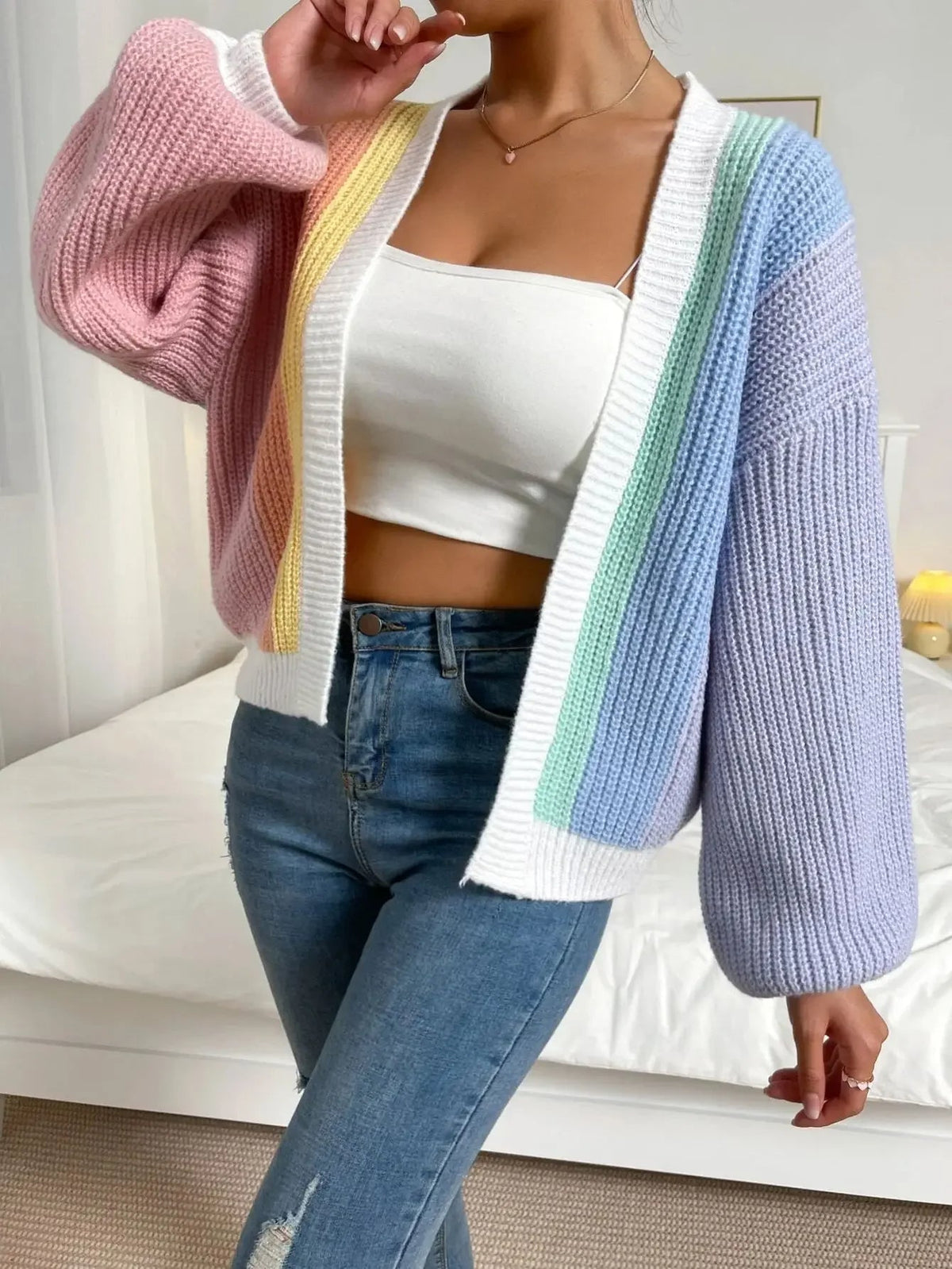 Damen Cardigan mit weitem Schnitt und lässigem Look - J&B - 1 - Jasminaboutique.com