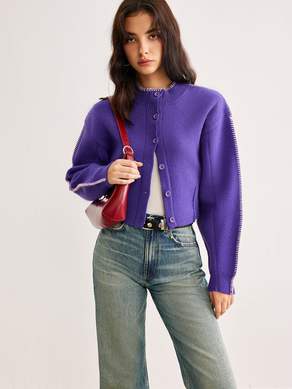 Cardigan Damen - Lässiger Schnitt mit Knopfverschluss - J&B - 2 - Jasminaboutique.com