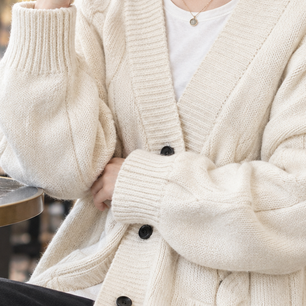 Cardigan Damen mit oversized Schnitt und strukturierten Details - J&B - 2 - Jasminaboutique.com