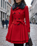 Damen Mantel mit Taillengürtel und voluminösem Kragen - J&B - 1 - Jasminaboutique.com