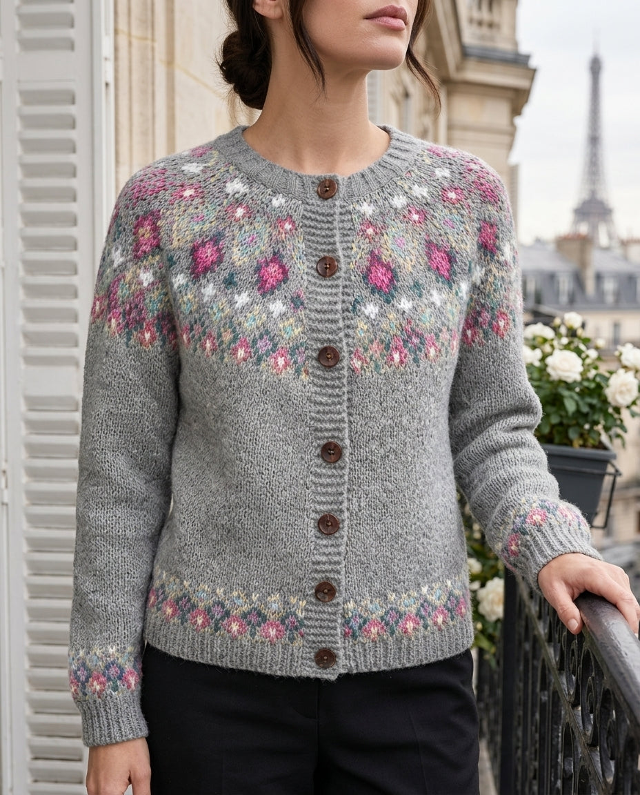 Cardigan Damen mit Fair Isle Muster und Knopfverschluss - J&B - 3 - Jasminaboutique.com