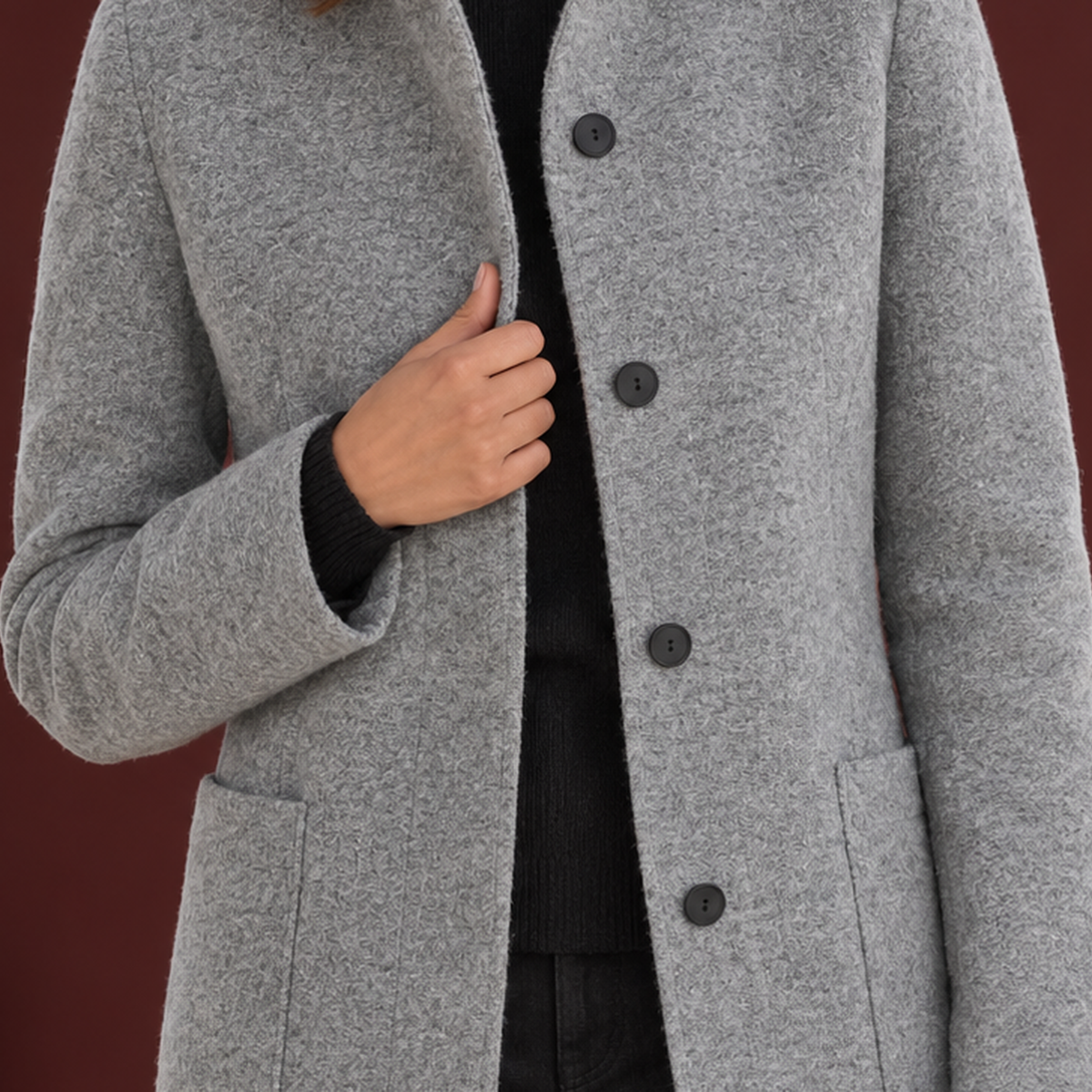 Damen Mantel mit Stehkragen und gerader Passform - 2 - Jasminaboutique.com